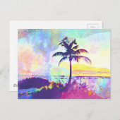 抽象芸術水彩 – ビーチ夕日I ポストカード (正面/裏面)