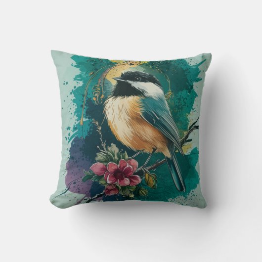 抽象芸術水彩《鳥》アメリカゴガラ装飾用クッション クッション (正面)