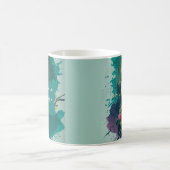抽象芸術水彩《鳥》アメリカゴガラ-ティール（緑がかった色）マグカップ コーヒーマグカップ (中央)