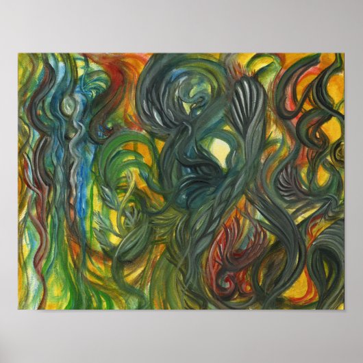 抽象芸術水彩byトビーミクル ポスター (正面)