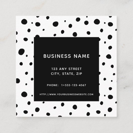 抽象芸術水玉模様モダンミニマル白黒 スクエア名刺 (裏面)