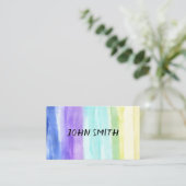 抽象芸術水絵を描色ストライプカスタムの 名刺 (スタンド正面)