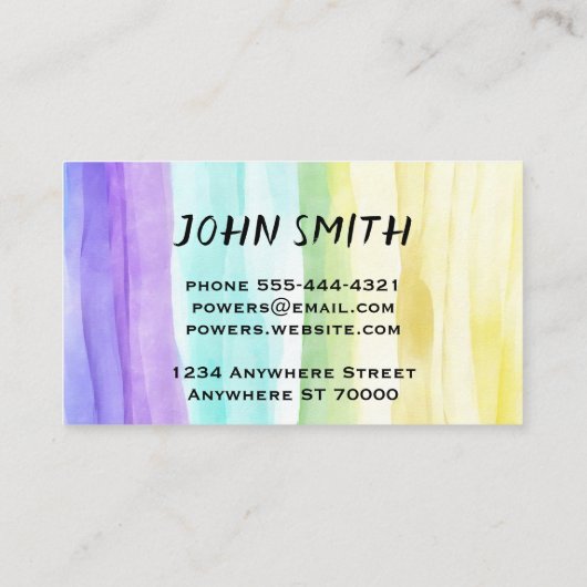 抽象芸術水絵を描色ストライプカスタムの 名刺 (裏面)