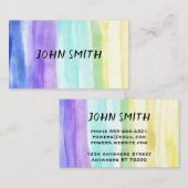 抽象芸術水絵を描色ストライプカスタムの 名刺 (正面/裏面)