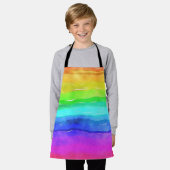 抽象芸術水絵を描色ストライプレインボー エプロン (着用した状態)