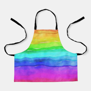 抽象芸術水絵を描色ストライプレインボー エプロン