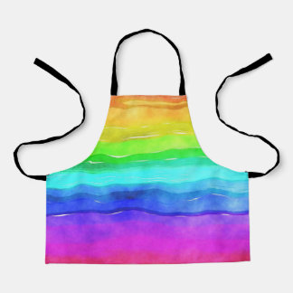 抽象芸術水絵を描色ストライプレインボー エプロン