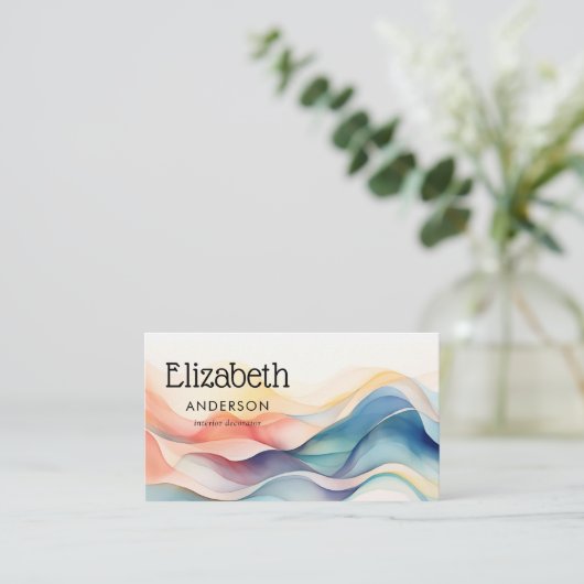抽象芸術水絵を描色ファッションモダン 名刺 (スタンド正面)