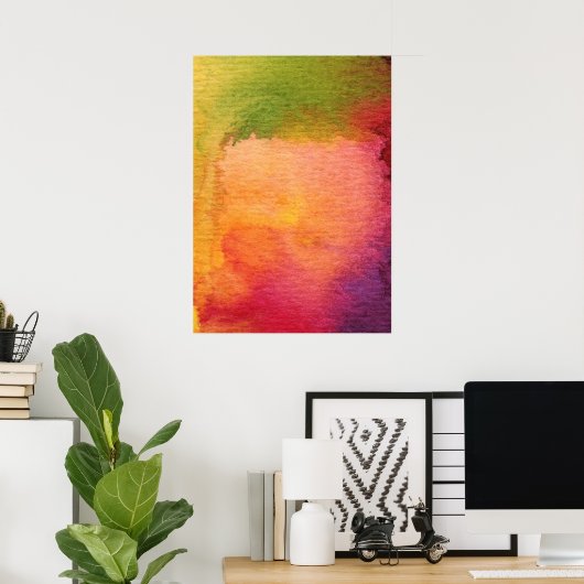 抽象芸術水絵を描色背景 ポスター (ホームオフィス)