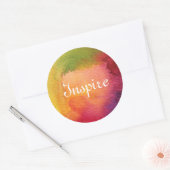 抽象芸術水絵を描色背景 ラウンドシール (封筒)