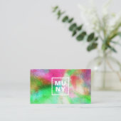 抽象芸術水絵を描色（ばちゃばちゃ）跳ねるトレンディーイニシャル 名刺 (スタンド正面)