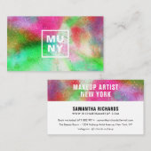 抽象芸術水絵を描色（ばちゃばちゃ）跳ねるトレンディーイニシャル 名刺 (正面/裏面)