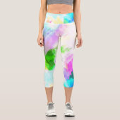 抽象芸術水絵を描色 カプリレギンス (正面)