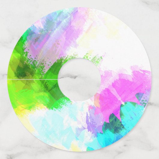 抽象芸術水絵を描色 ワイングラスタグ (正面)