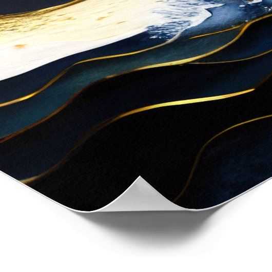 抽象芸術水絵画色の帆船の夜4:5 ポスター (角)