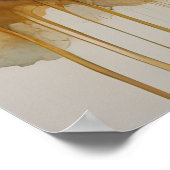 抽象芸術水絵画色の金ゴールド街並み3:2 ポスター (角)