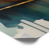 抽象芸術水絵画色の金ゴールド街並み3:2 ポスター (角)