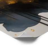 抽象芸術水絵画色の金ゴールド街並み3:2 ポスター (角)