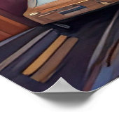 抽象芸術水絵画色の金ゴールド街並み3:2 ポスター (角)