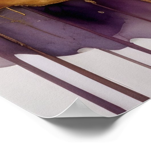 抽象芸術水絵画色の金ゴールド街並み3:2 ポスター (角)