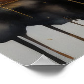 抽象芸術水絵画色の金ゴールド街並み3:2 ポスター (角)