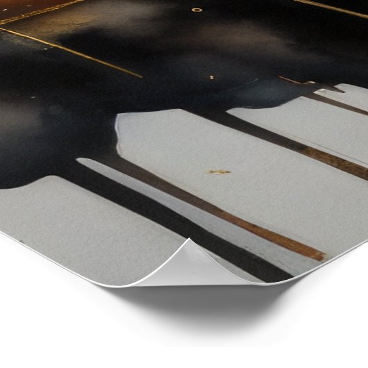 抽象芸術水絵画色の金ゴールド街並み3:2 ポスター (角)