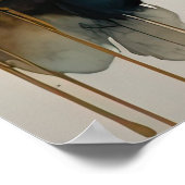 抽象芸術水絵画色の金ゴールド街並み3:2 ポスター (角)