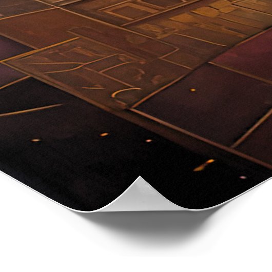 抽象芸術水絵画色の金ゴールド街並み4:3 ポスター (角)