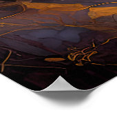 抽象芸術水絵画色の金ゴールド街並み4:3 ポスター (角)