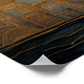 抽象芸術水絵画色の金ゴールド街並み4:3 ポスター (角)