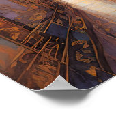 抽象芸術水絵画色の金ゴールド街並み4:5 ポスター (角)