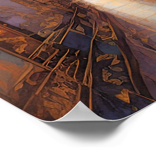 抽象芸術水絵画色の金ゴールド街並み4:5 ポスター (角)