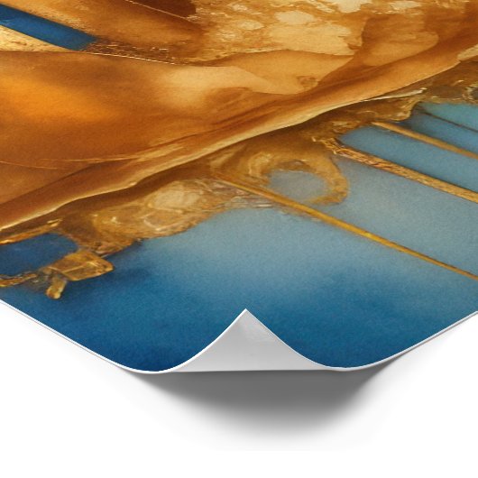 抽象芸術水絵画色の金ゴールド街並み5:4 ポスター (角)