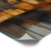 抽象芸術水絵画色の金ゴールド街並み5:4 ポスター (角)