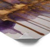 抽象芸術水絵画色の金ゴールド街並み5:4 ポスター (角)