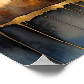 抽象芸術水絵画色の金ゴールド街並み5:4 ポスター (角)