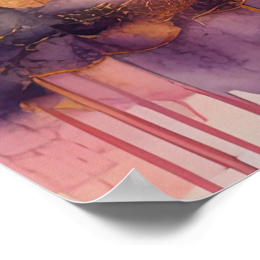 抽象芸術水絵画色の金ゴールド街並み5:4 ポスター (角)