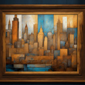 抽象芸術水絵画色の金ゴールド街並み5:4 ポスター