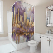 抽象芸術水絵画色の金ゴールド シャワーカーテン (インサイチュ)