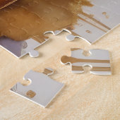 抽象芸術水絵画色の金ゴールド ジグソーパズル (側面)