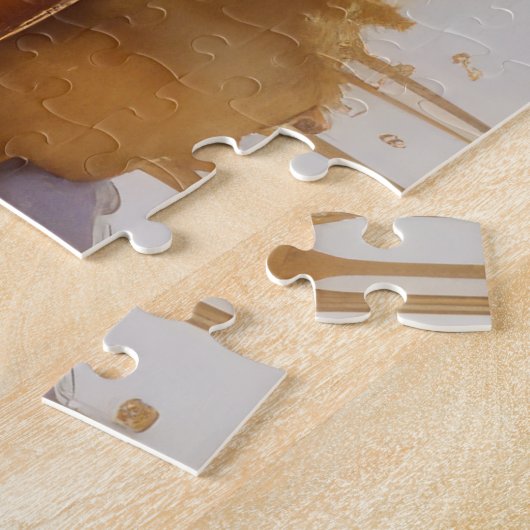 抽象芸術水絵画色の金ゴールド ジグソーパズル (側面)