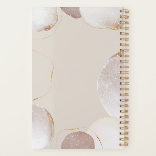 抽象芸術水色きらびやかなラグジュアリーエレガント金ゴールド プランナー手帳 (裏面)