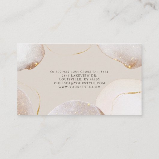 抽象芸術水色きらびやかなラグジュアリーエレガント金ゴールド ロイヤリティカード (裏面)