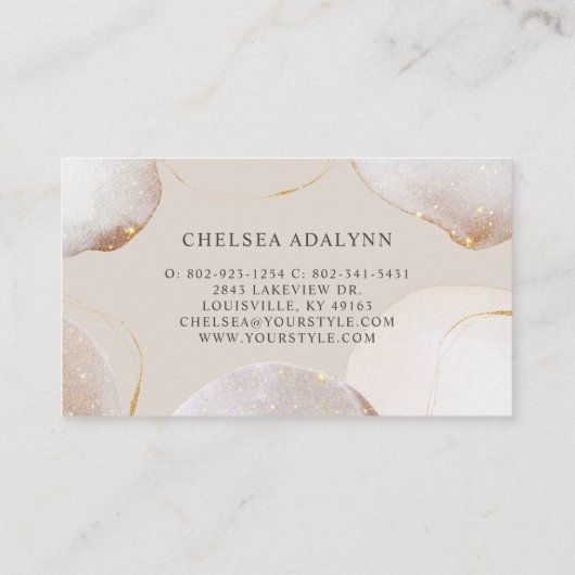 抽象芸術水色きらびやかなラグジュアリーエレガント金ゴールド 予約カード (裏面)