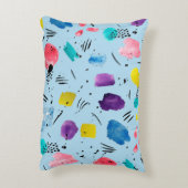 抽象芸術水色のインクスタイル付きの幾何学的形状 アクセントクッション (裏面(縦))