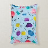 抽象芸術水色のインクスタイル付きの幾何学的形状 アクセントクッション (正面(垂直))