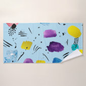 抽象芸術水色のインクスタイル付きの幾何学的形状 バスタオル (バスタオル)