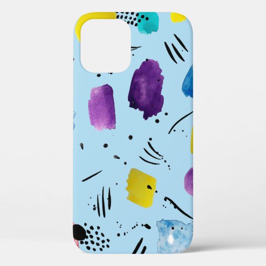 抽象芸術水色のインクスタイル付きの幾何学的形状 Case-Mate iPhoneケース (裏面)