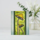 抽象芸術水色のキノコ。 ポストカード (スタンド正面)