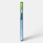 抽象芸術水色の手の絵を描背下8 iPhoneケース (左側面)